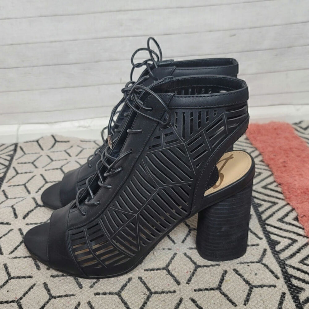 Sam Edelman Rocco Sandal Column Heeled Bootie in Black, sz 10